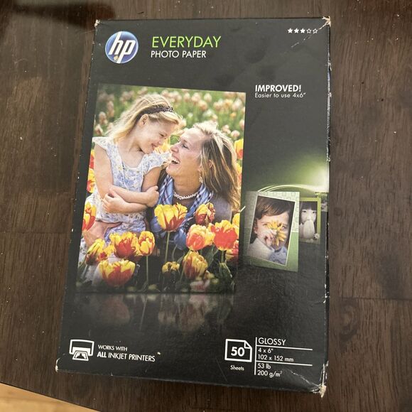 HP Everyday Photo Paper 50 Sheets 4x6 Glossy New/Sealed Works With All Inkjets - Picture 1 of 6